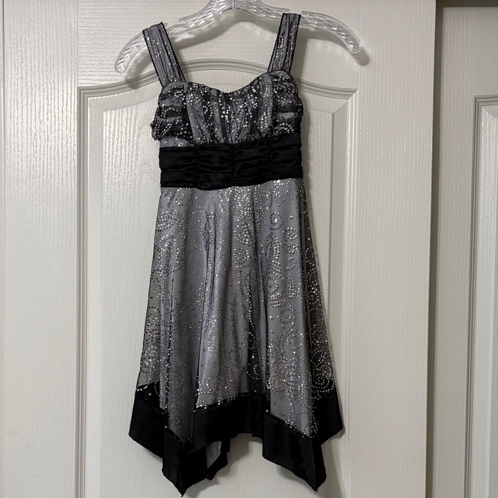 Sequin Hearts Black and Silver Dress